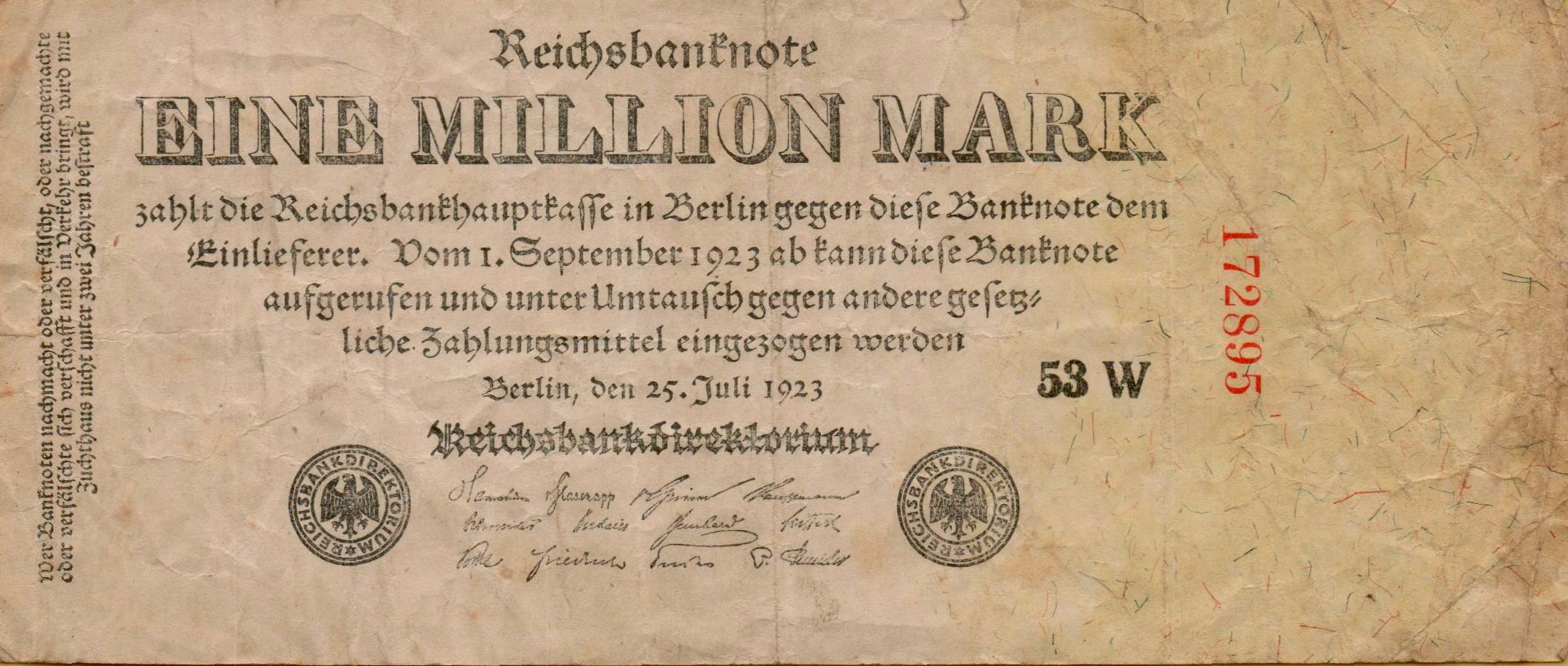 Germany 1000000 1923 VF P-94/a[Rare Serial]